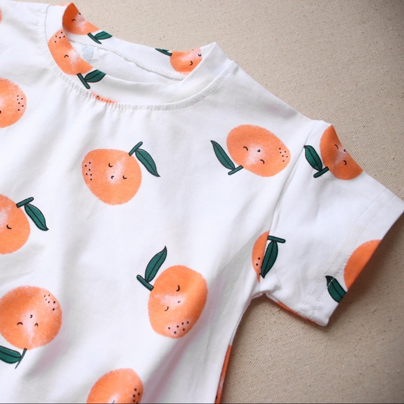 Orange Print Short Sleeve Graphic Bodysuit T-Shirt - Picture 7 of 9